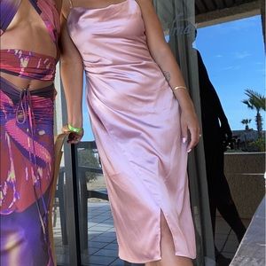 Satin pink slip dress
